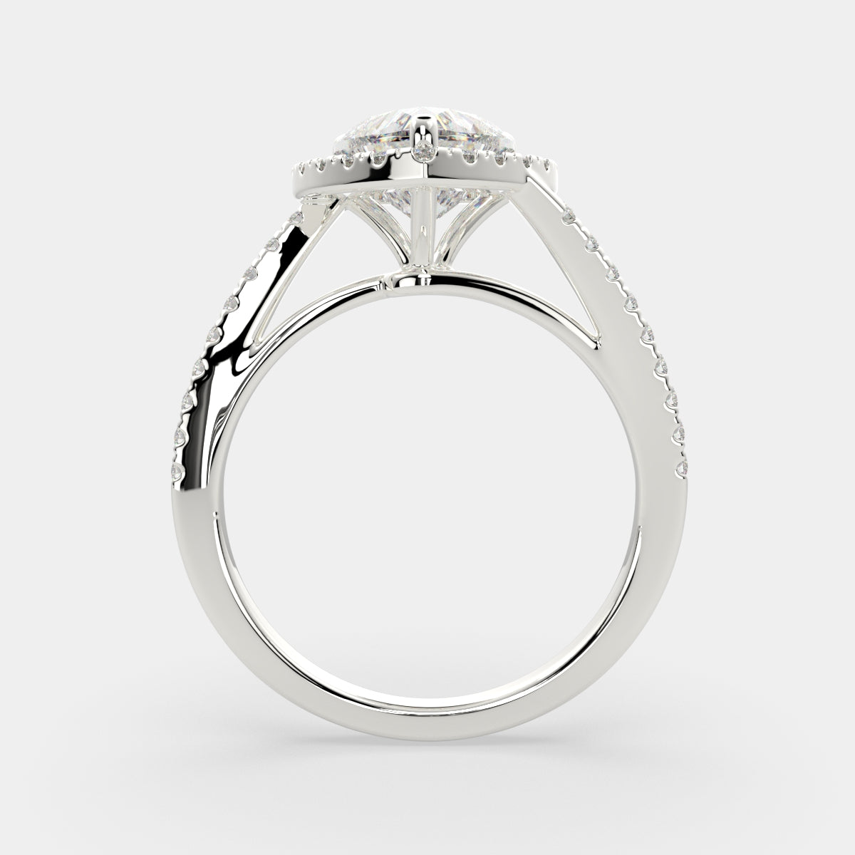 1.35 Carat VS1 D Lab Grown Diamond Halo Pave Heart Ring