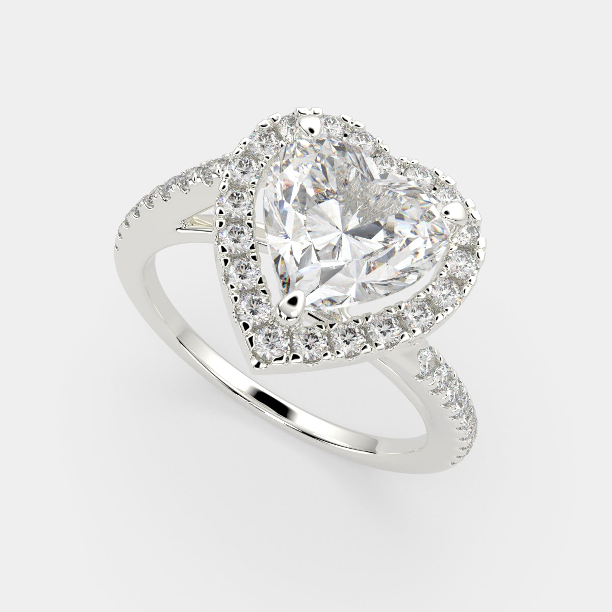 1.35 Carat VS1 D Lab Grown Diamond Halo Pave Heart Ring