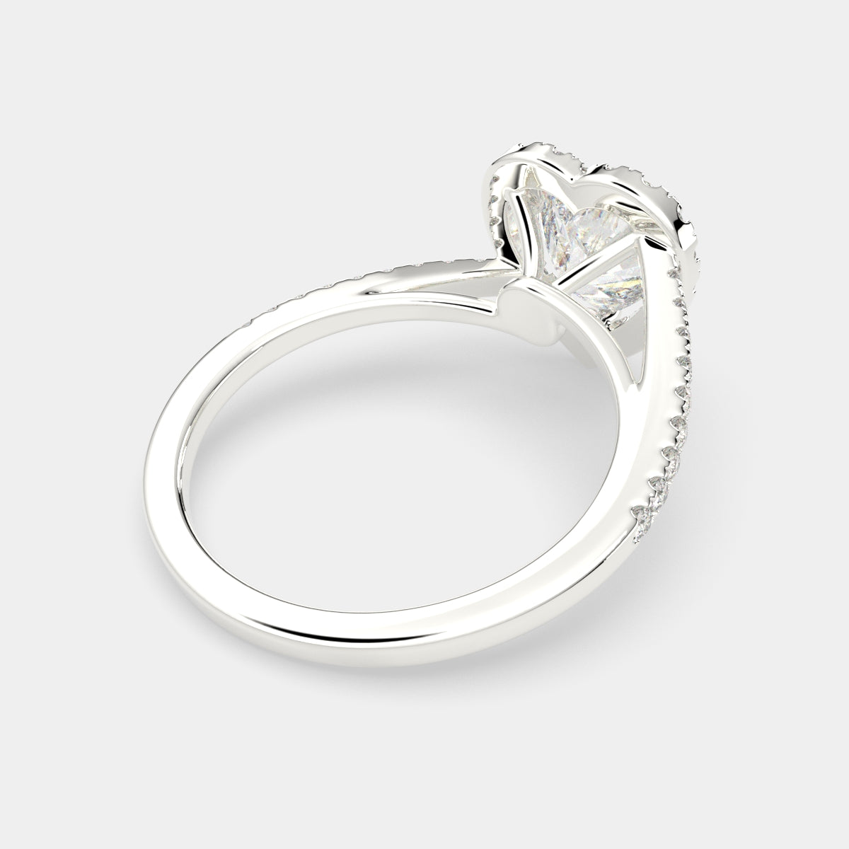 3.35 Carat VS1 D Lab Grown Diamond Halo Pave Heart Ring
