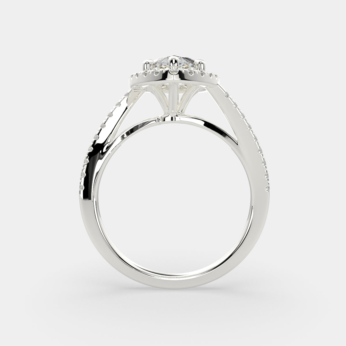 2.35 Carat VS1 D Lab Grown Diamond Halo Pave Marquise Ring