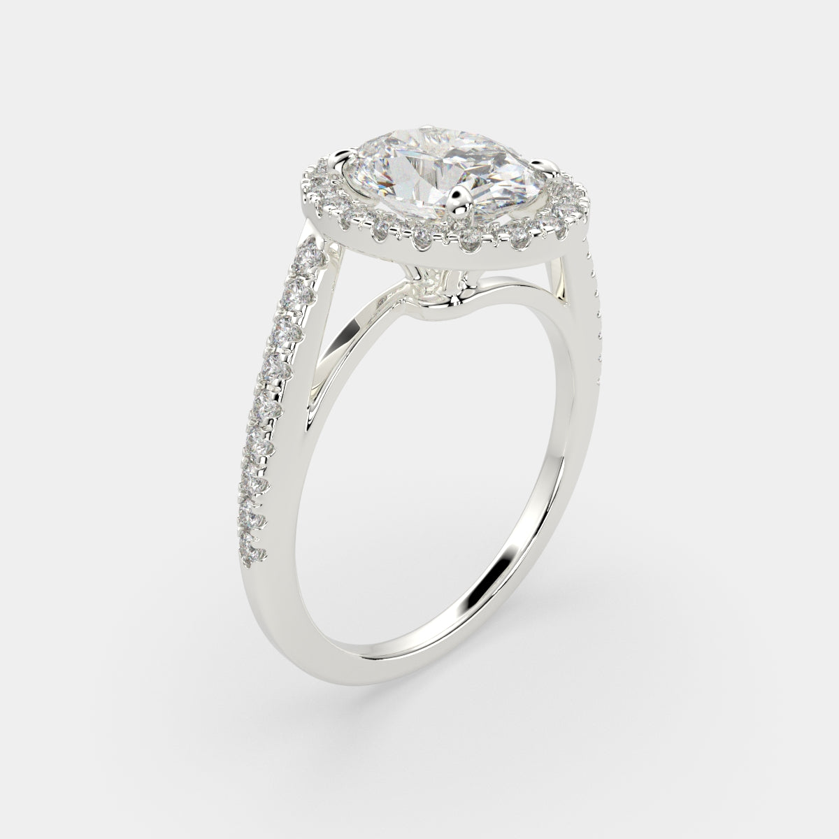 4.35 Carat VS1 D Lab Grown Diamond Halo Pave Oval Ring
