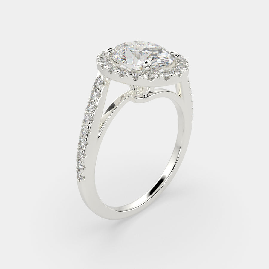 Paloma 2.35 Carat Oval Cut Pave Halo Engagement Ring