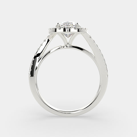 1.35 Carat VS1 D Lab Grown Diamond Halo Pave Oval Ring