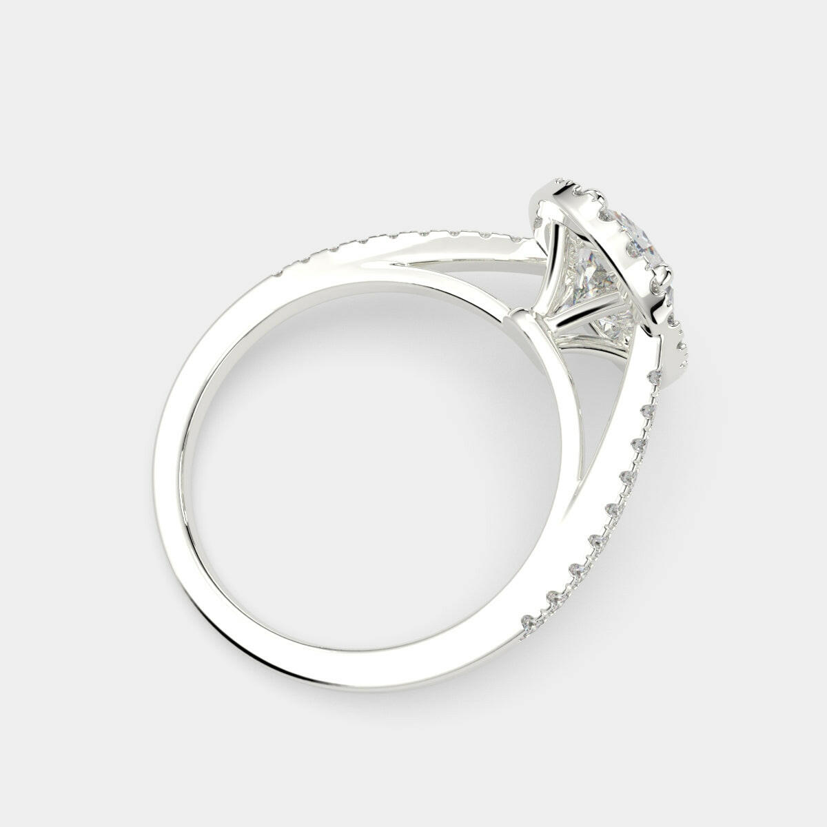3.35 Carat VS1 D Lab Grown Diamond Halo Pave Oval Ring