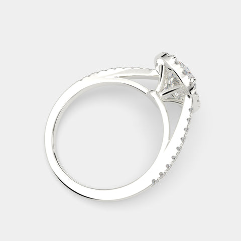 1.35 Carat VS1 D Lab Grown Diamond Halo Pave Oval Ring