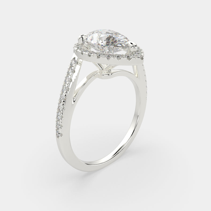 Paloma 3.35 Carat Pear Cut Pave Halo Engagement Ring