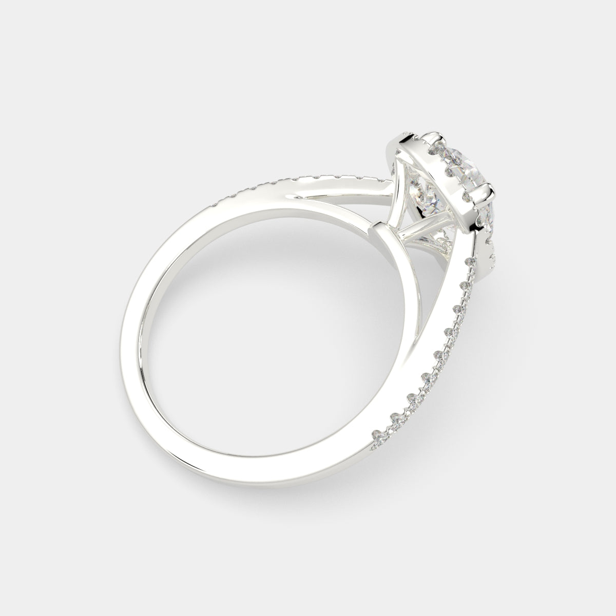 3.35 Carat VS1 D Lab Grown Diamond Halo Pave Pear Ring