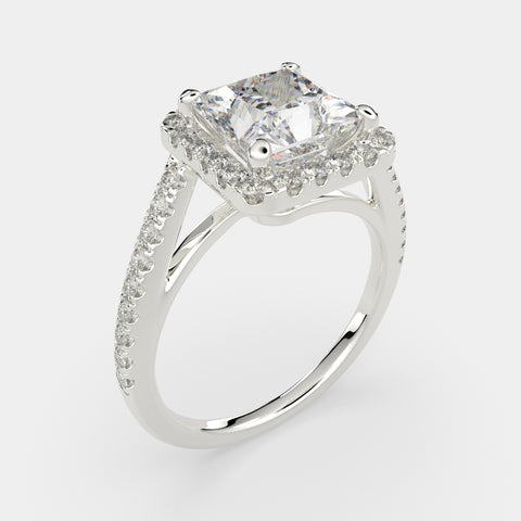 1.35 Carat VS1 D Lab Grown Diamond Halo Pave Princess Ring