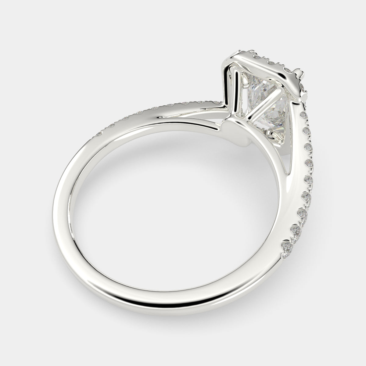 1.35 Carat VS1 D Lab Grown Diamond Halo Pave Radiant Ring
