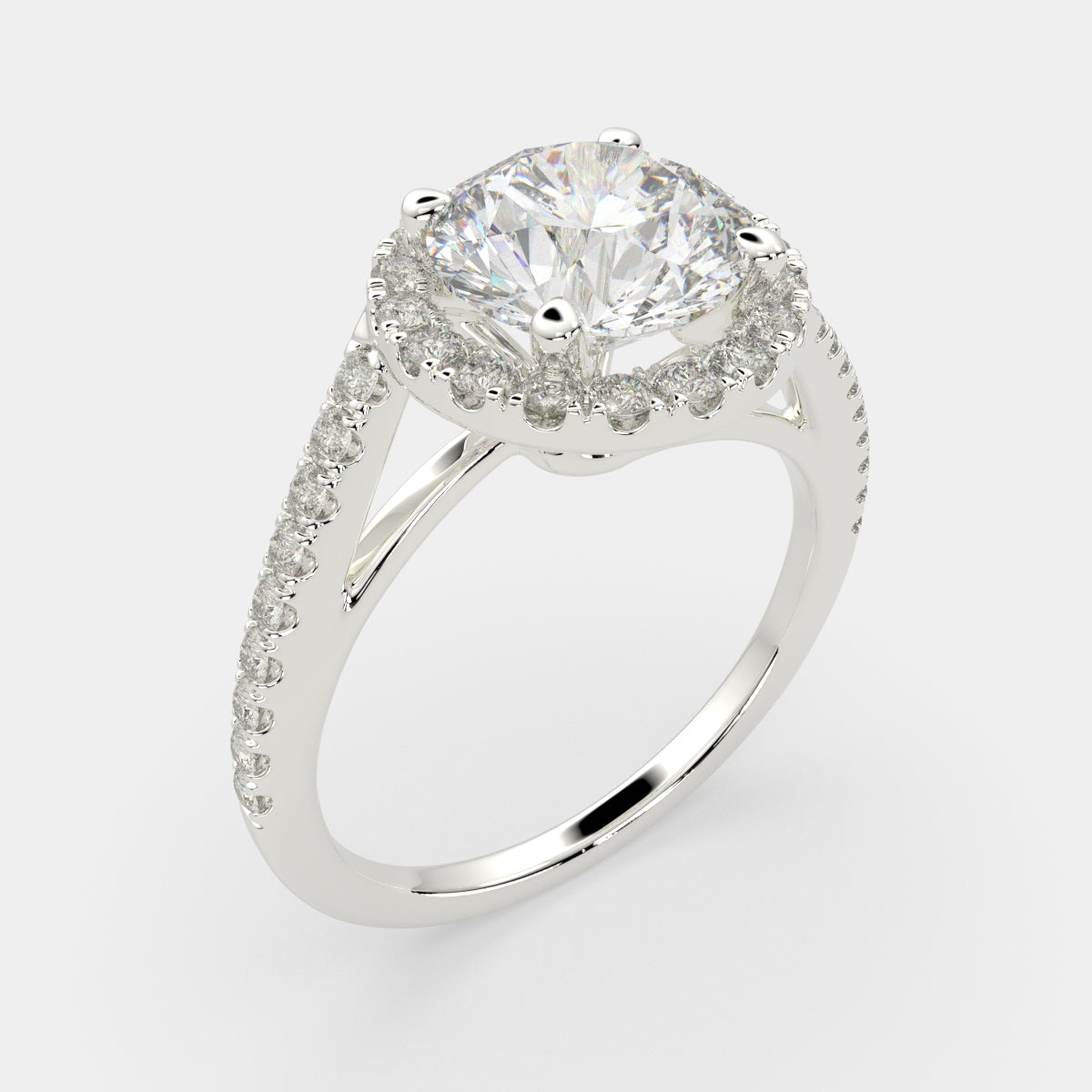 4.35 Carat VS1 D Lab Grown Diamond Halo Pave Round Ring