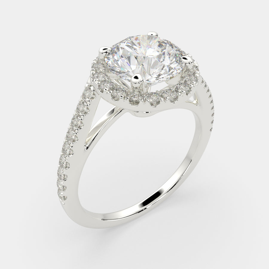 Paloma 4.35 Carat Round Cut Pave Halo Engagement Ring