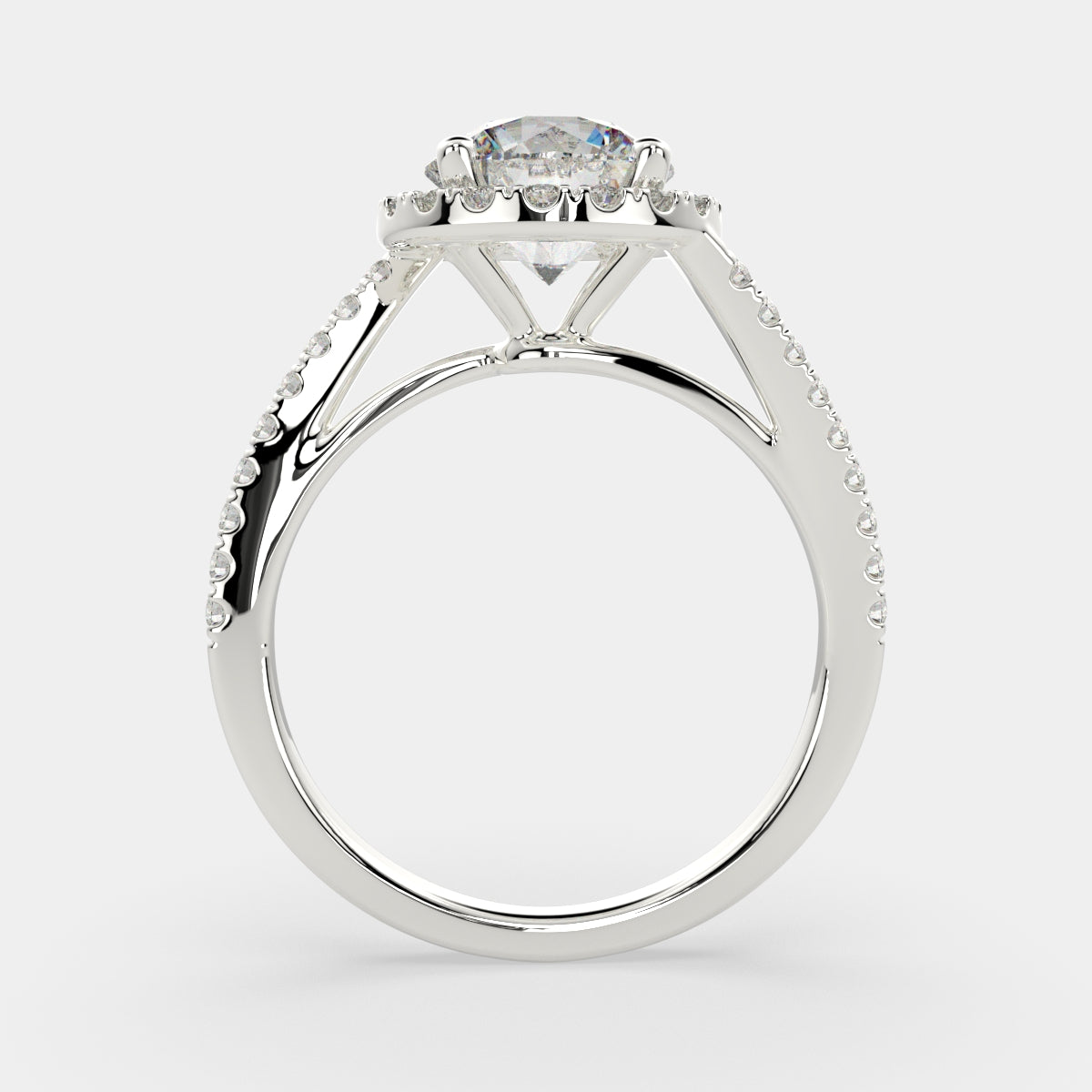 4.35 Carat VS1 D Lab Grown Diamond Halo Pave Round Ring
