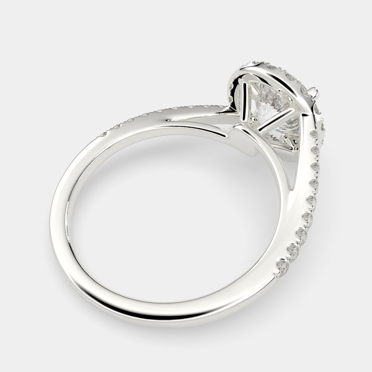 3.35 Carat VS1 D Lab Grown Diamond Halo Pave Round Ring