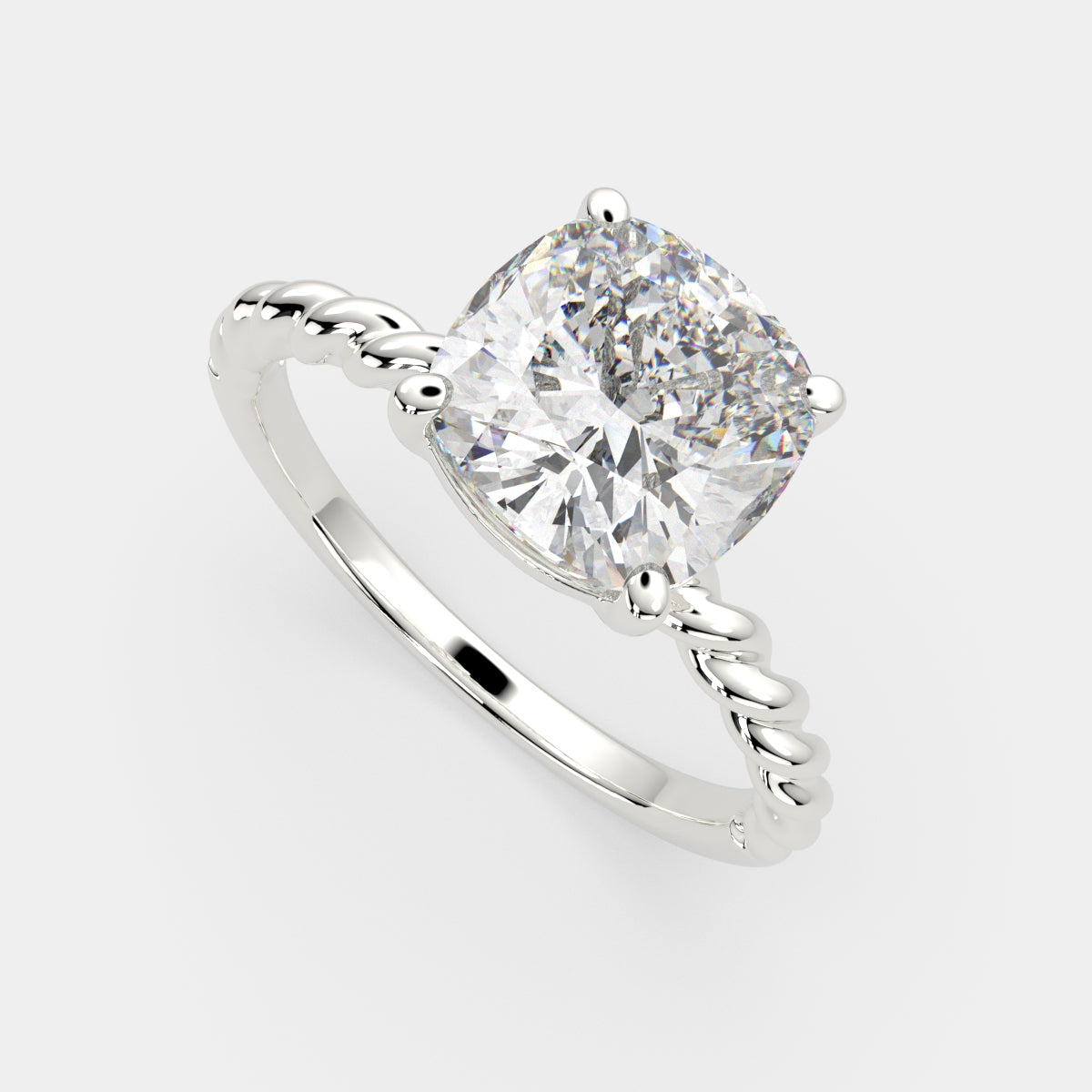 2 Carat VS1 D Lab Grown Diamond Solitaire Cushion Ring
