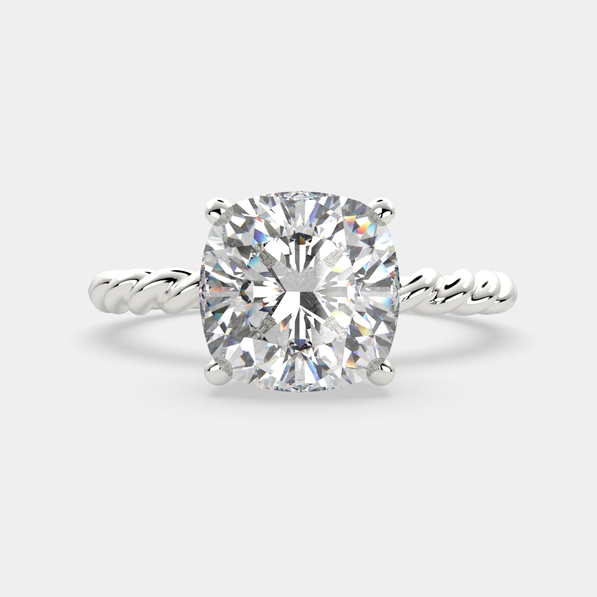 2 Carat VS1 D Lab Grown Diamond Solitaire Cushion Ring