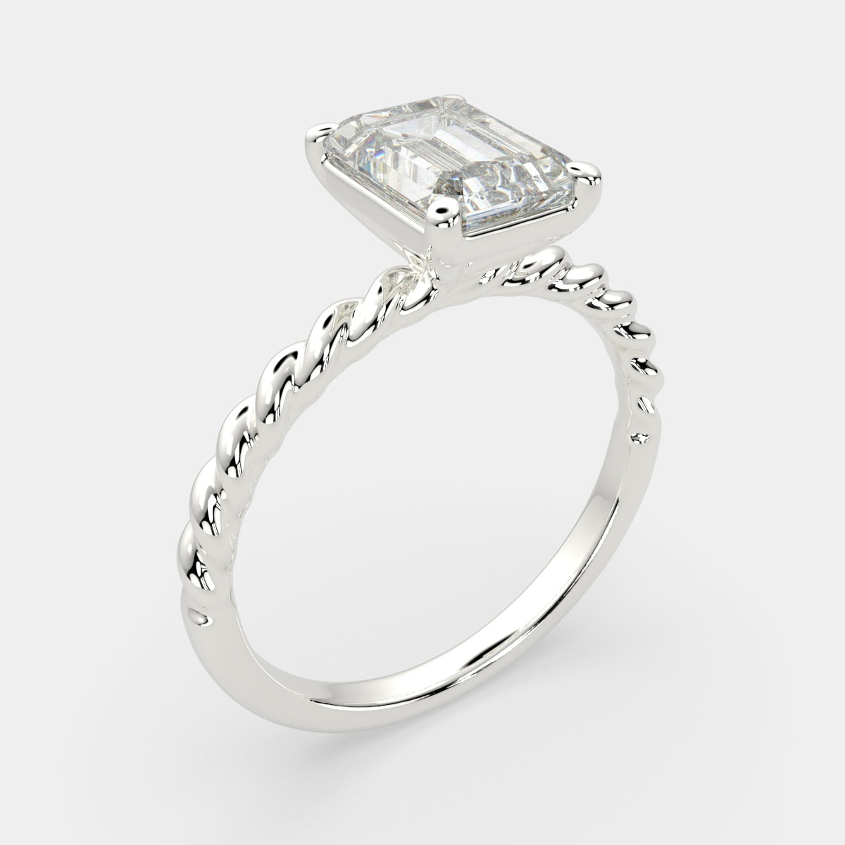 2 Carat VS1 D Lab Grown Diamond Solitaire Emerald Ring