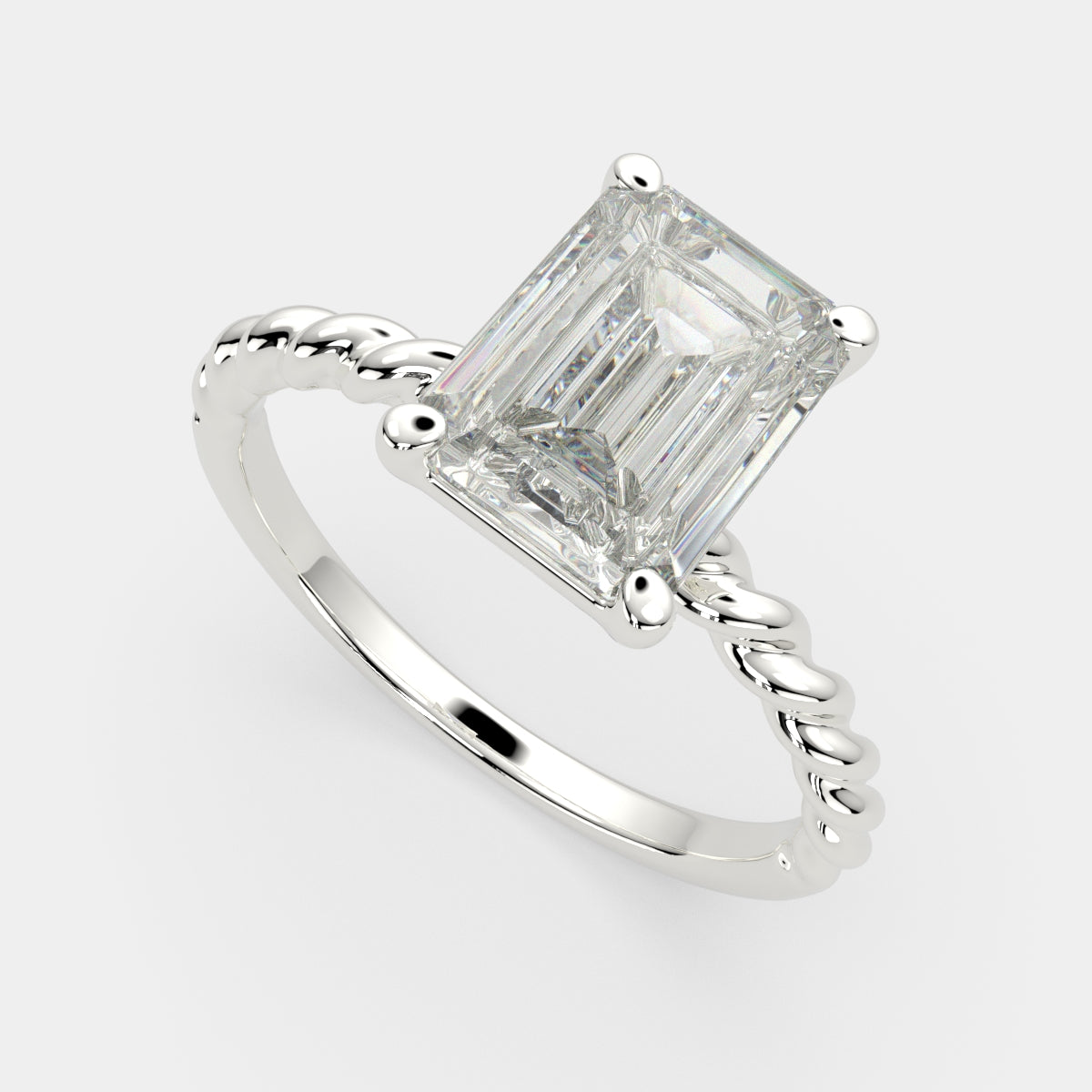 2 Carat VS1 D Lab Grown Diamond Solitaire Emerald Ring