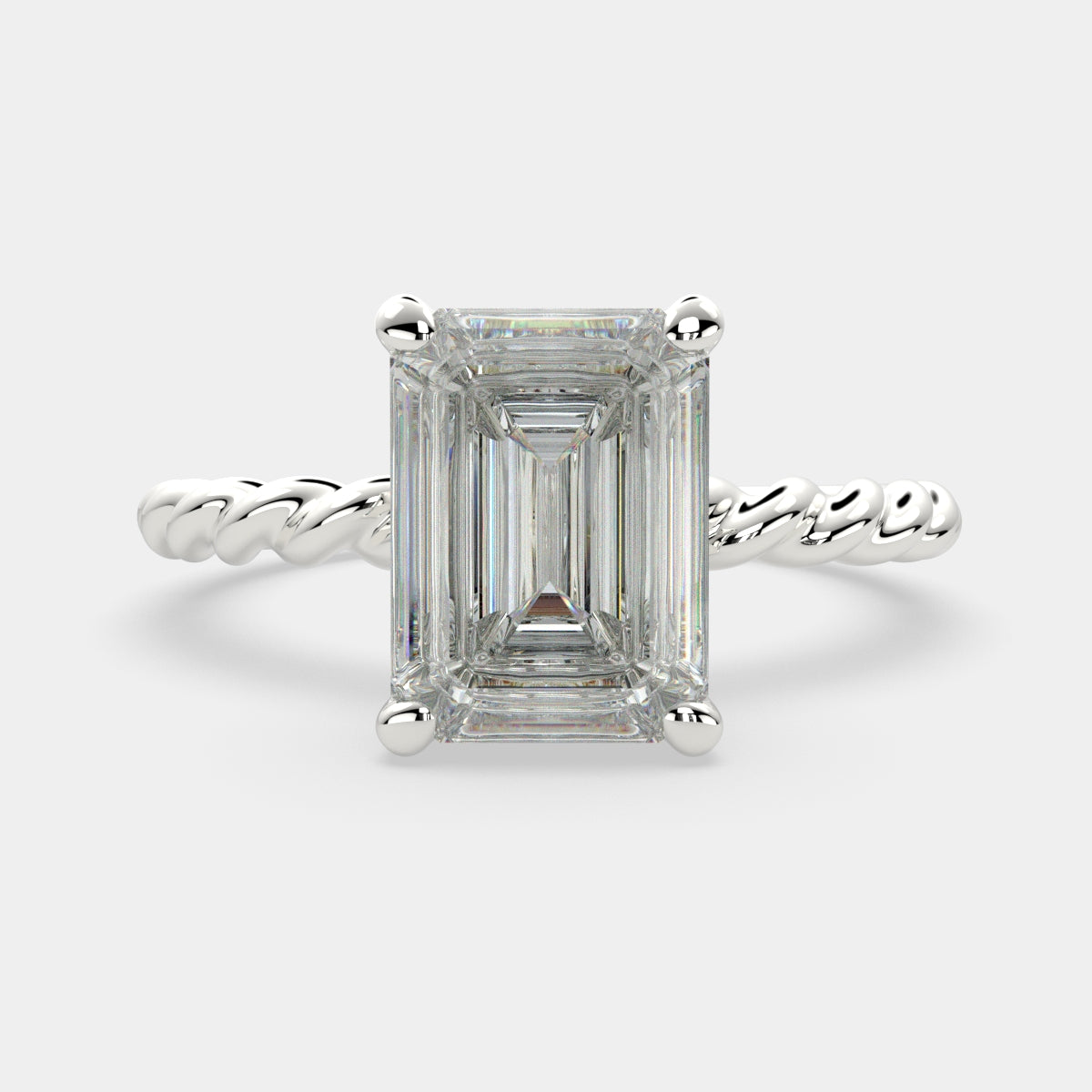 2 Carat VS1 D Lab Grown Diamond Solitaire Emerald Ring