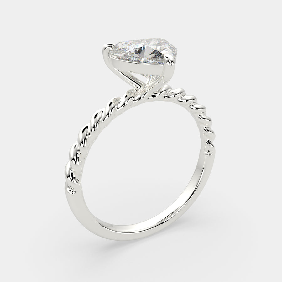 Renata 2 Carat Heart Cut Solitaire Rope Engagement Ring