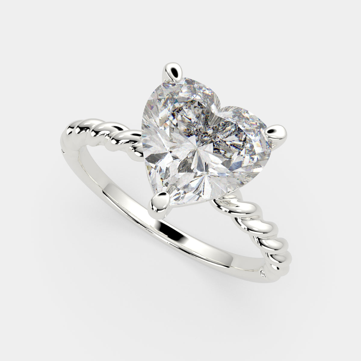 3 Carat VS1 D Lab Grown Diamond Solitaire Heart Ring