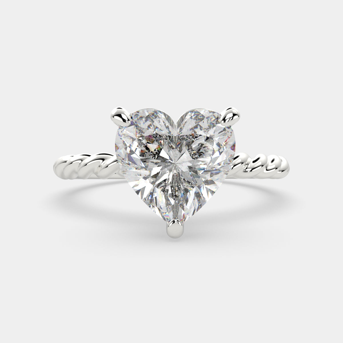 2 Carat VS1 D Lab Grown Diamond Solitaire Heart Ring
