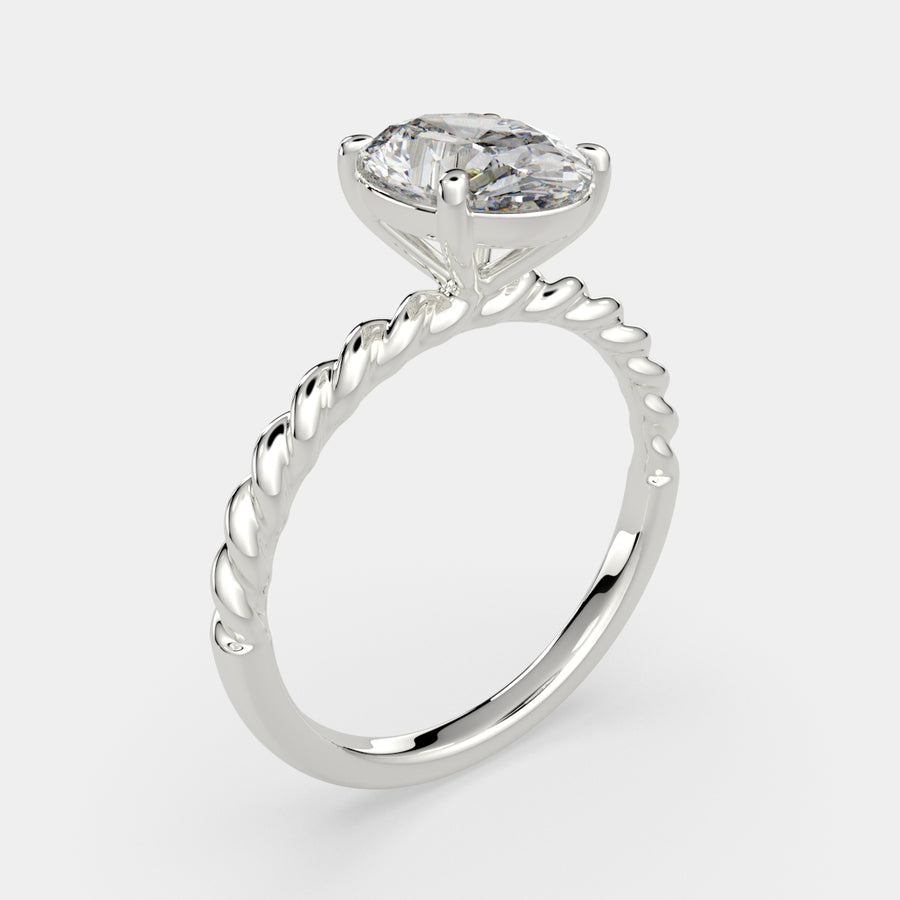 Renata 3 Carat Oval Cut Solitaire Rope Engagement Ring