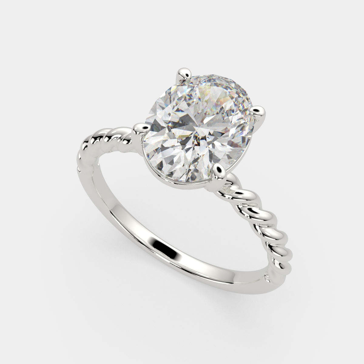 2 Carat VS1 D Lab Grown Diamond Solitaire Oval Ring