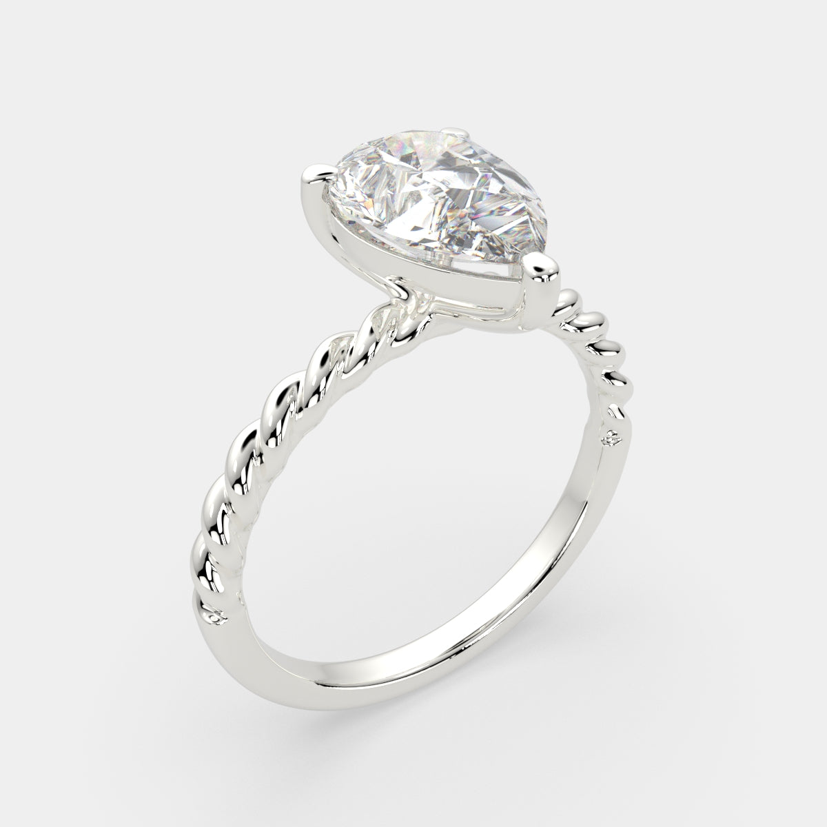 3 Carat VS1 D Lab Grown Diamond Solitaire Pear Ring
