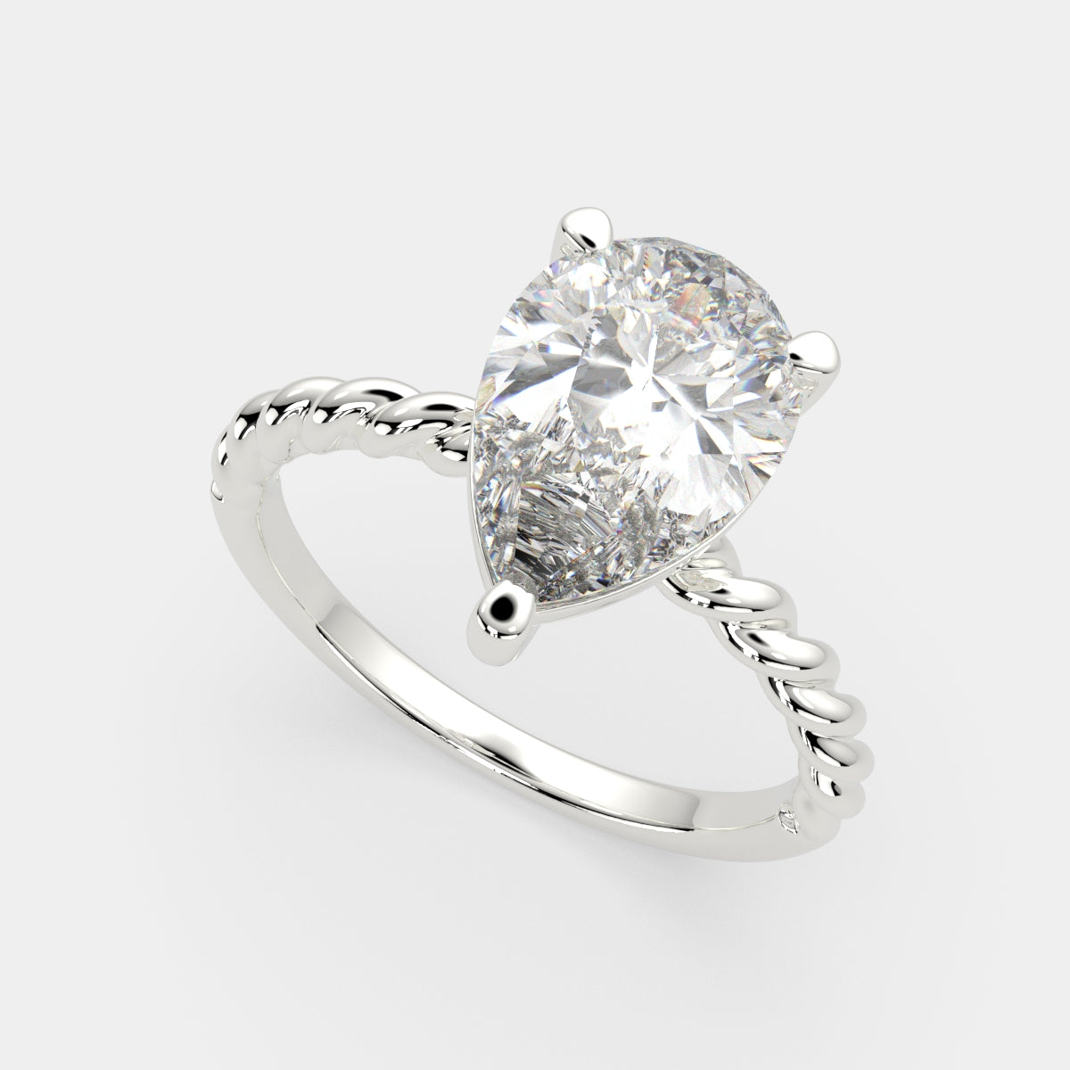 3 Carat VS1 D Lab Grown Diamond Solitaire Pear Ring