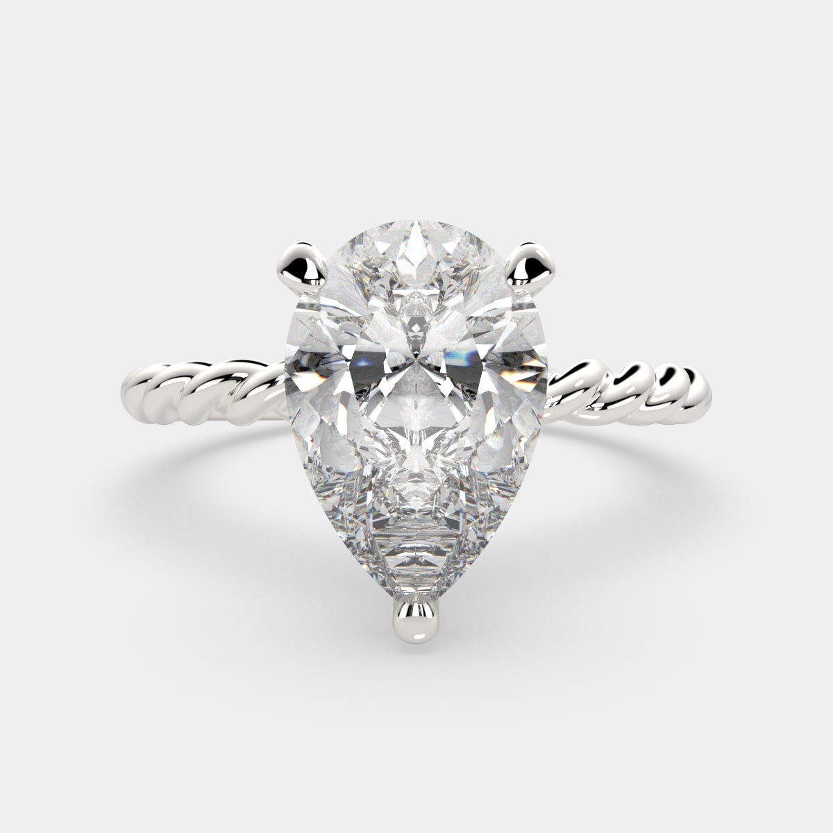 3 Carat VS1 D Lab Grown Diamond Solitaire Pear Ring
