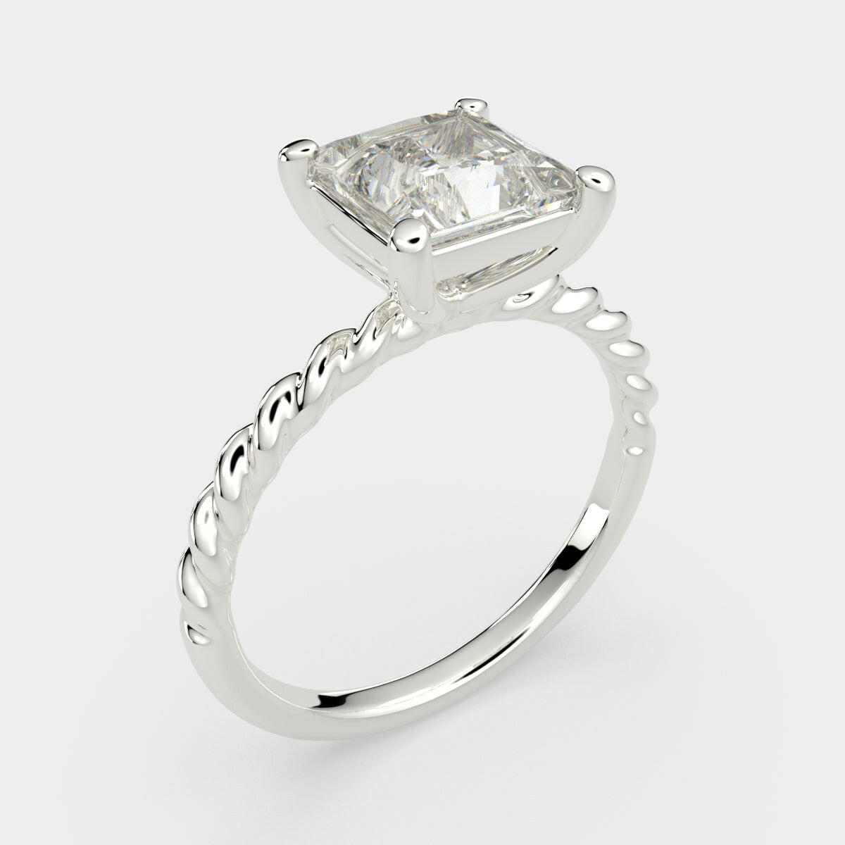 4 Carat VS1 D Lab Grown Diamond Solitaire Princess Ring