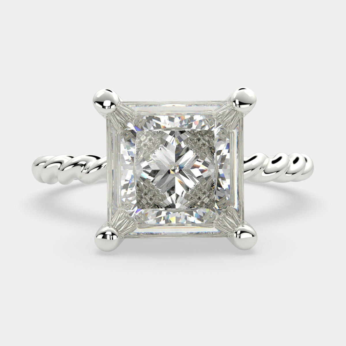 4 Carat VS1 D Lab Grown Diamond Solitaire Princess Ring