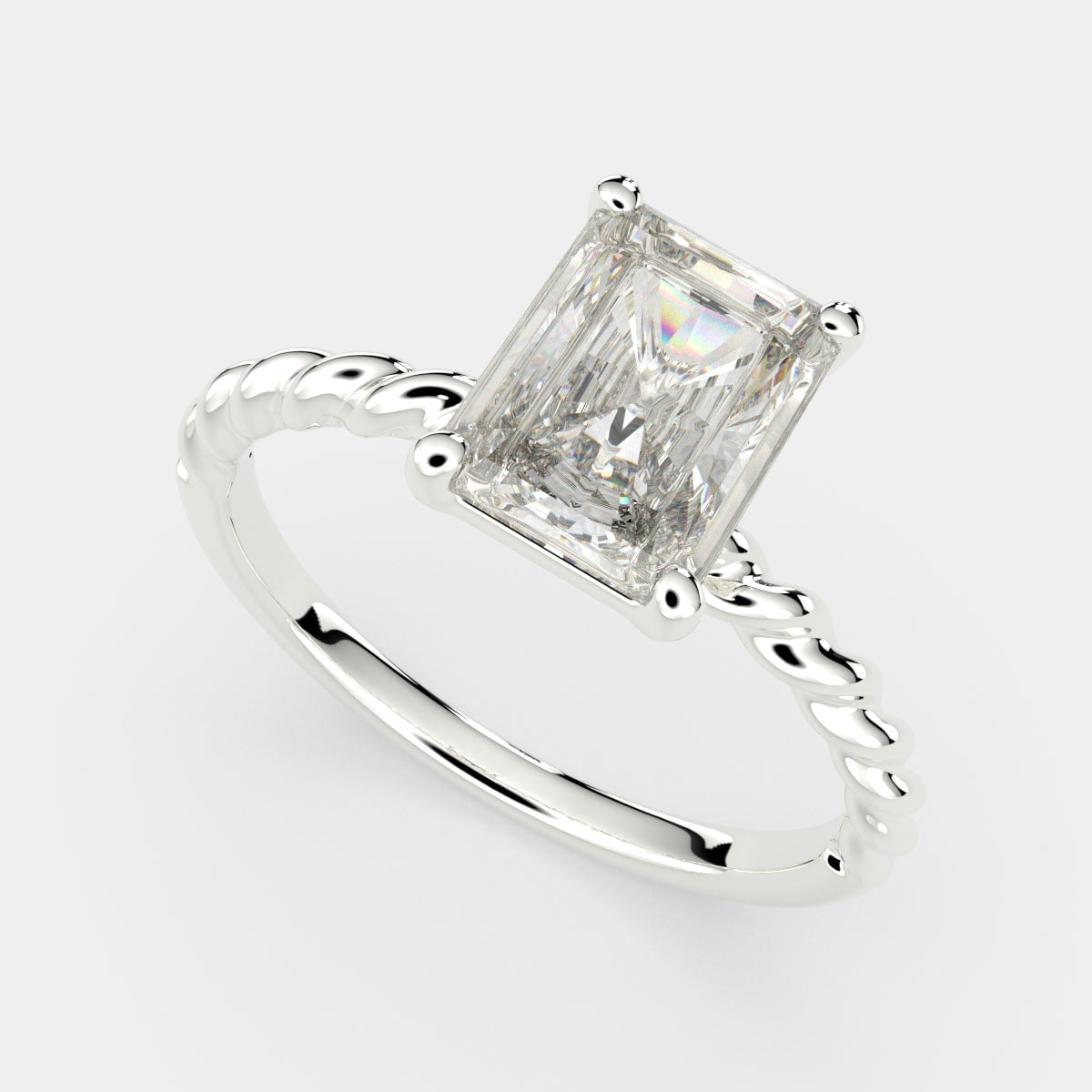 1 Carat VS1 D Lab Grown Diamond Solitaire Radiant Ring