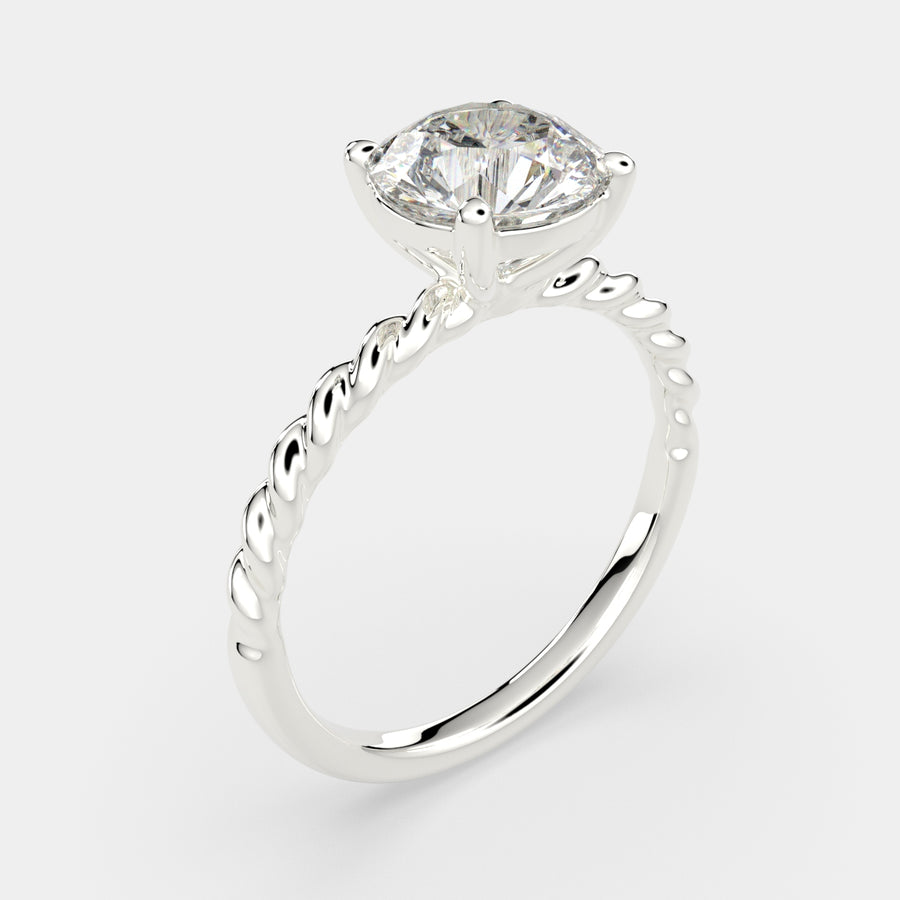 Renata 4 Carat Round Cut Solitaire Rope Engagement Ring