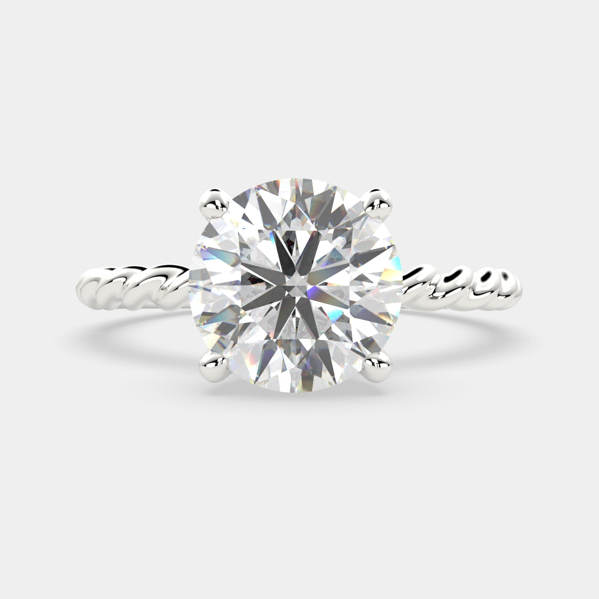4 Carat VS1 D Lab Grown Diamond Solitaire Round Ring