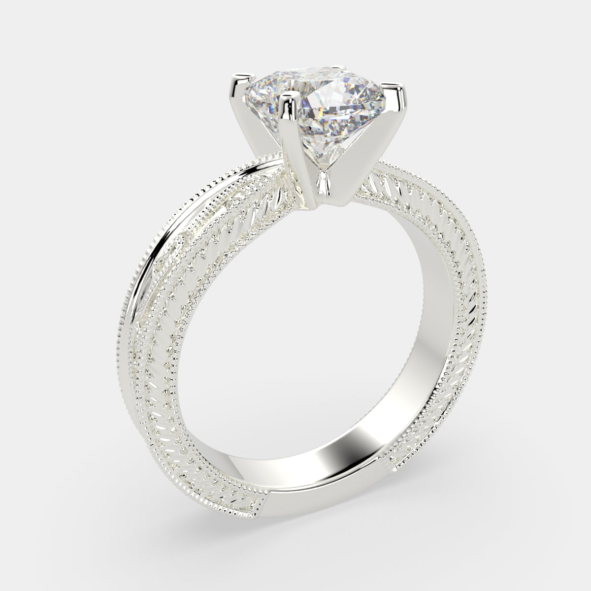 4 Carat VS1 D Lab Grown Diamond Solitaire Cushion Ring