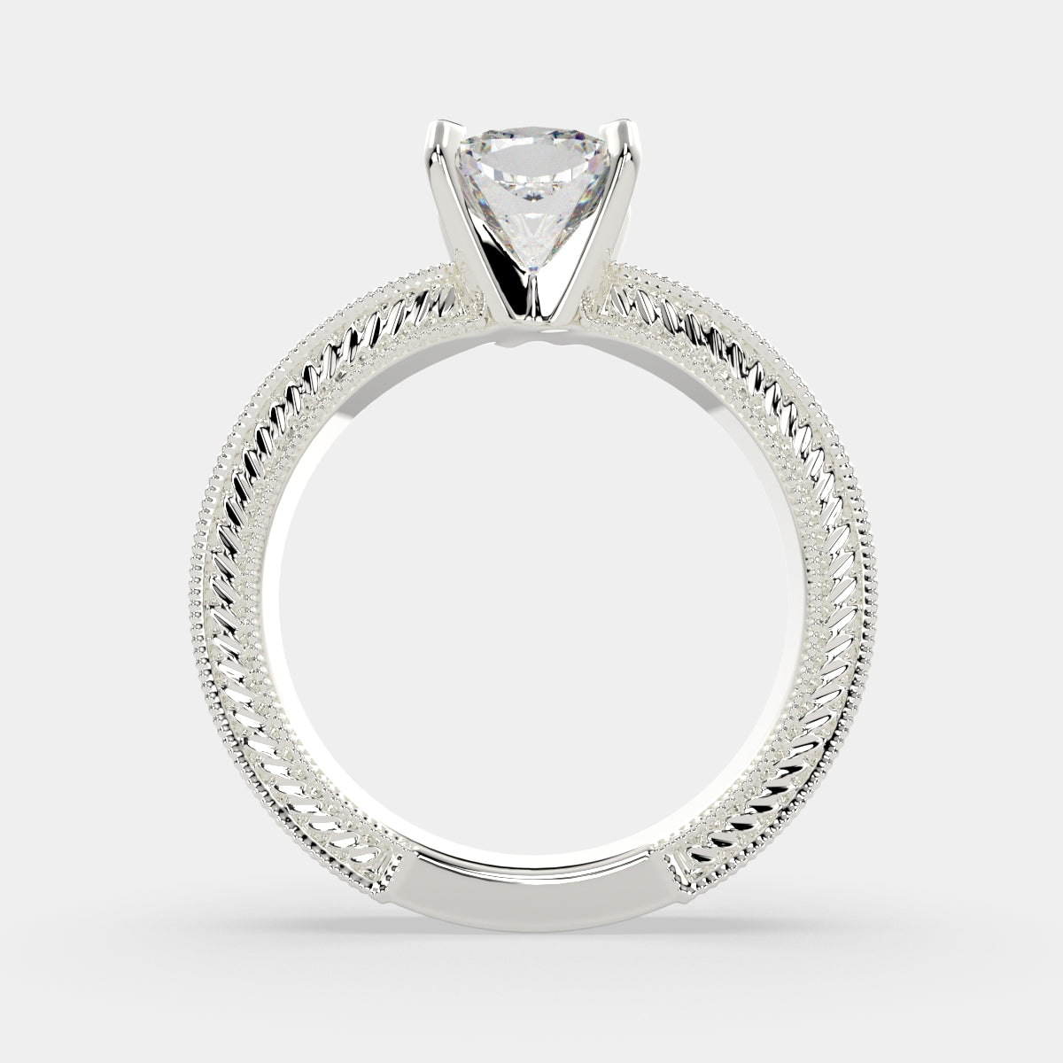 1 Carat VS1 D Lab Grown Diamond Solitaire Cushion Ring