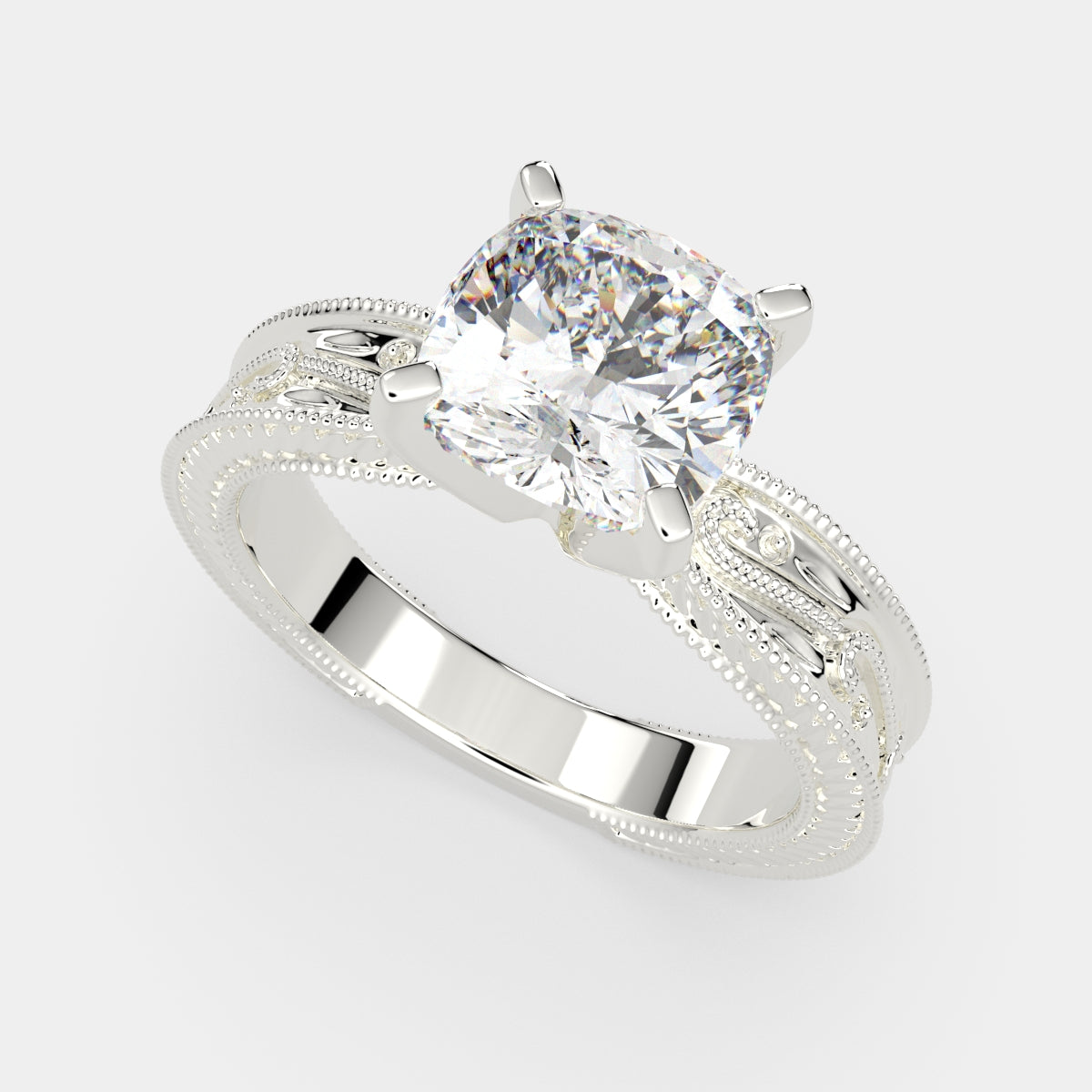1 Carat VS1 D Lab Grown Diamond Solitaire Cushion Ring