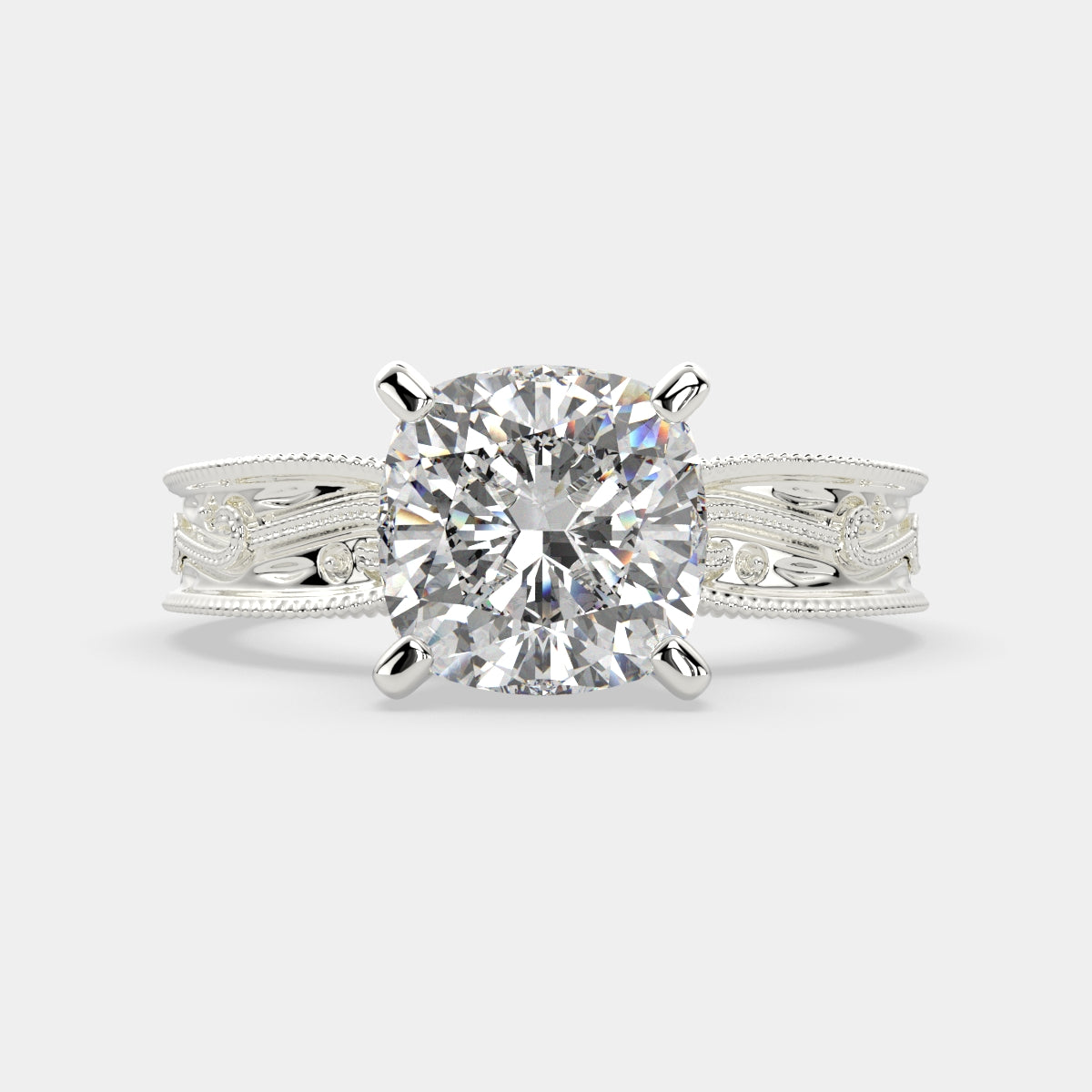 1 Carat VS1 D Lab Grown Diamond Solitaire Cushion Ring