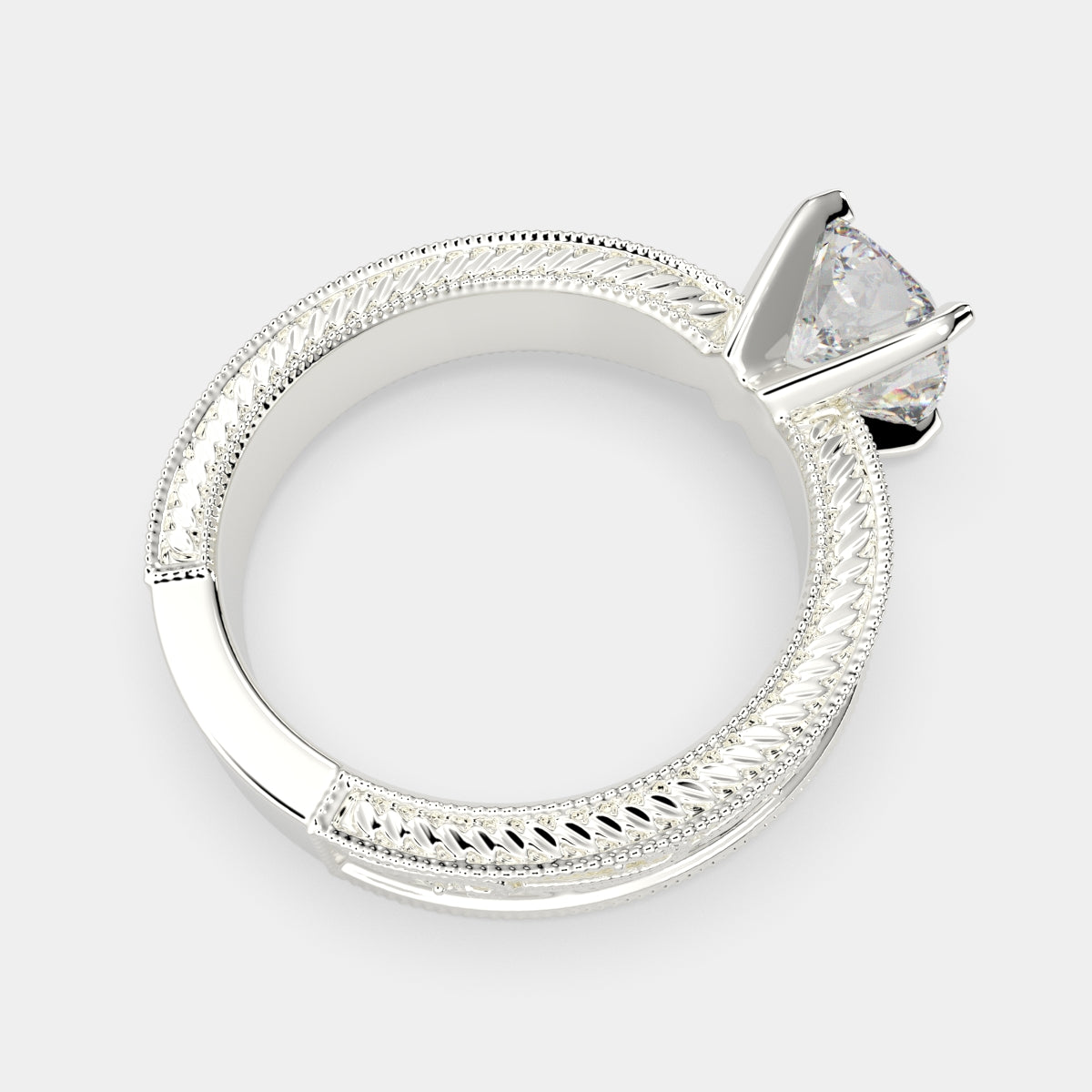 4 Carat VS1 D Lab Grown Diamond Solitaire Cushion Ring