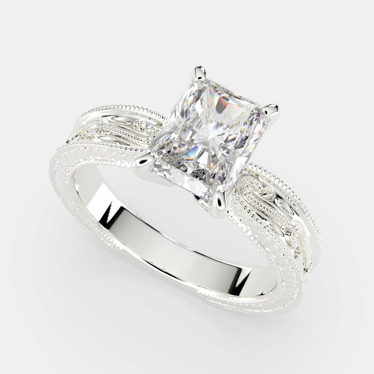 2 Carat VS1 D Lab Grown Diamond Solitaire Emerald Ring