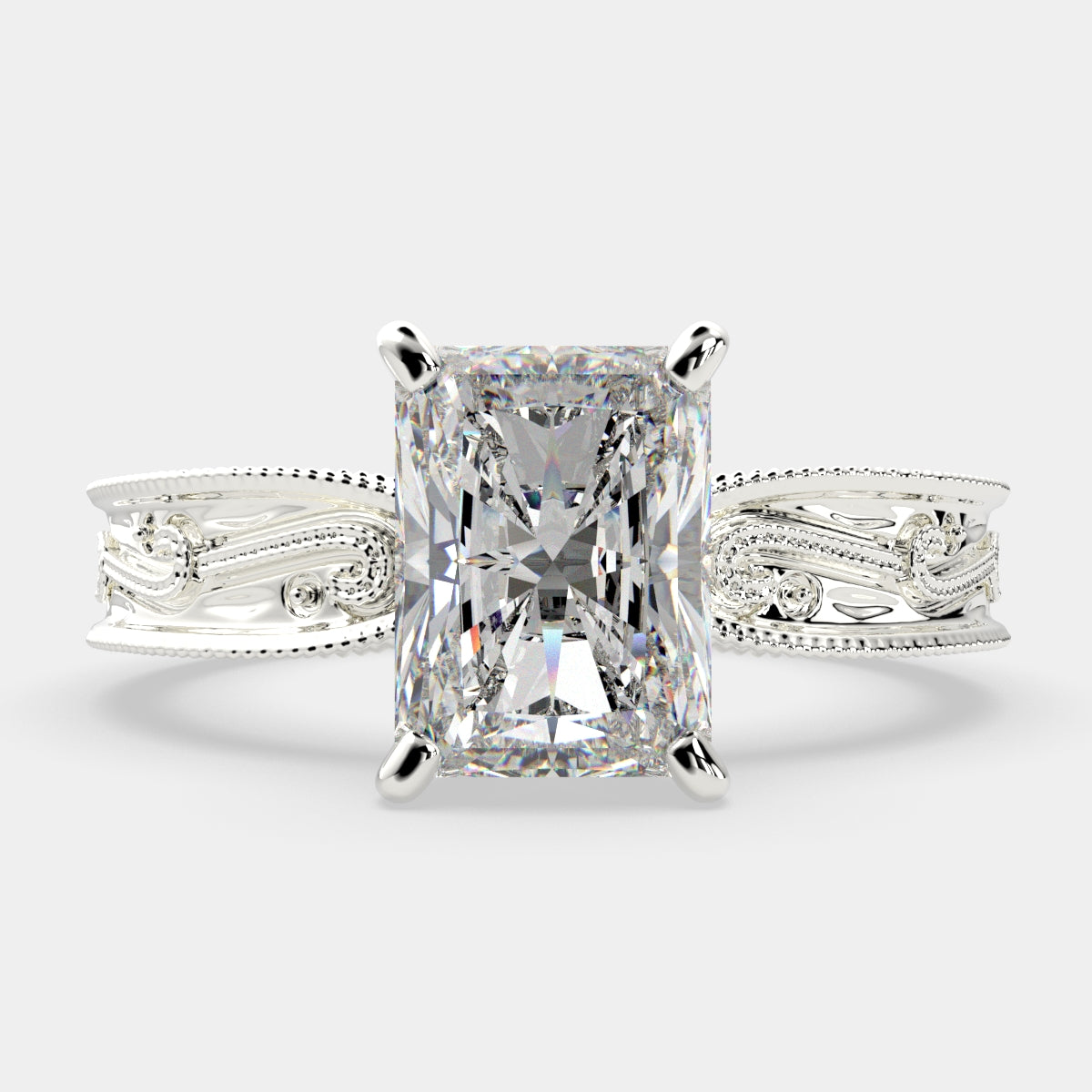 4 Carat VS1 D Lab Grown Diamond Solitaire Emerald Ring