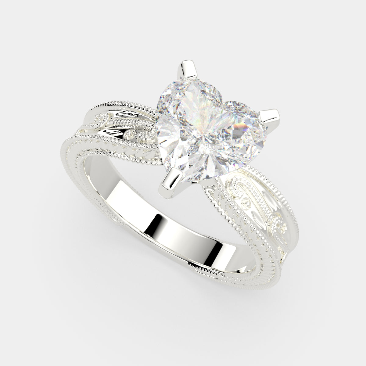 3 Carat VS1 D Lab Grown Diamond Solitaire Heart Ring