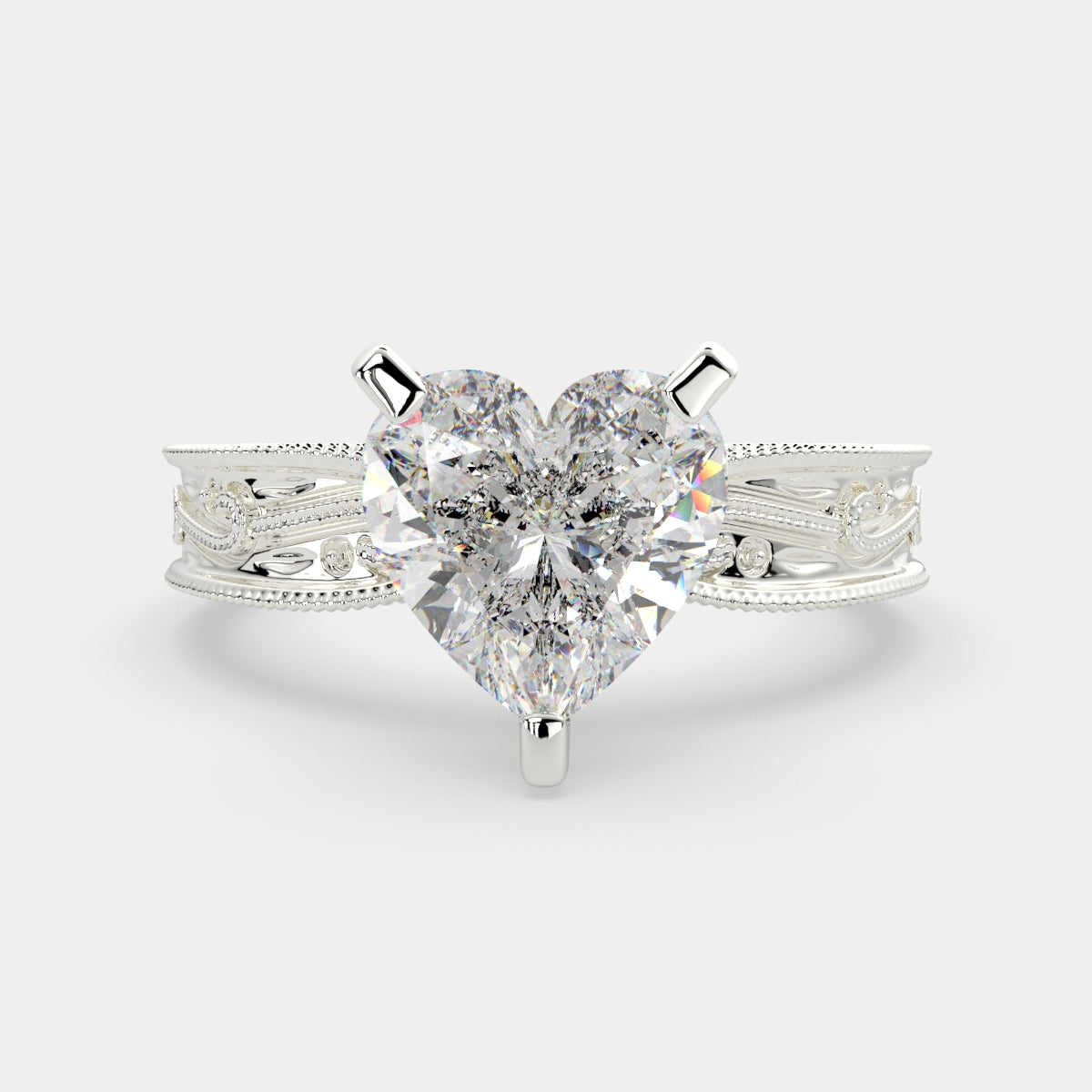 3 Carat VS1 D Lab Grown Diamond Solitaire Heart Ring