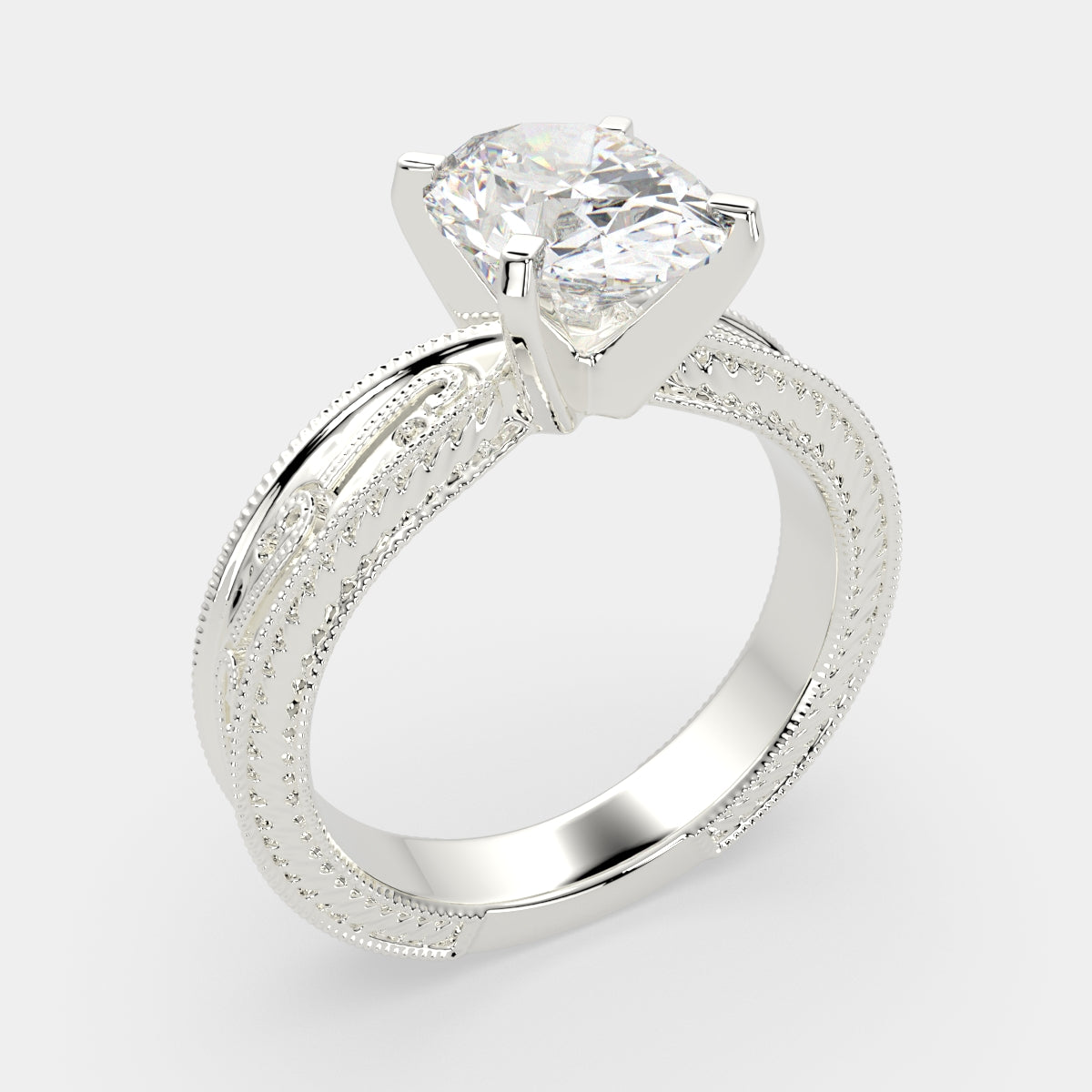 4 Carat VS1 D Lab Grown Diamond Solitaire Oval Ring