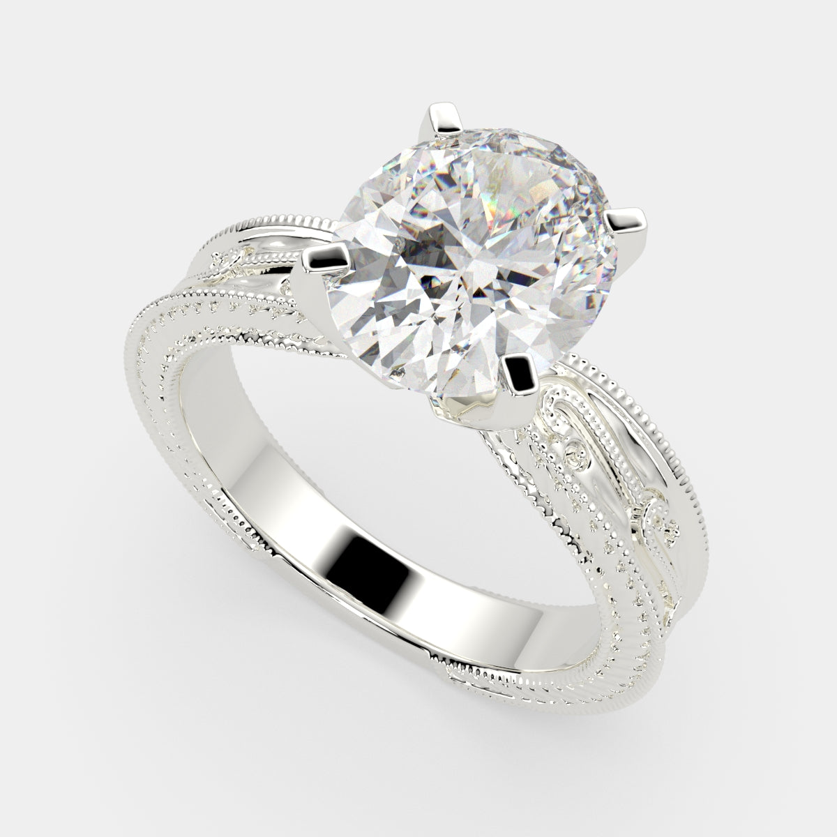 2 Carat VS1 D Lab Grown Diamond Solitaire Oval Ring