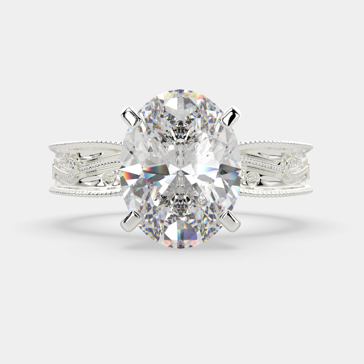 3 Carat VS1 D Lab Grown Diamond Solitaire Oval Ring