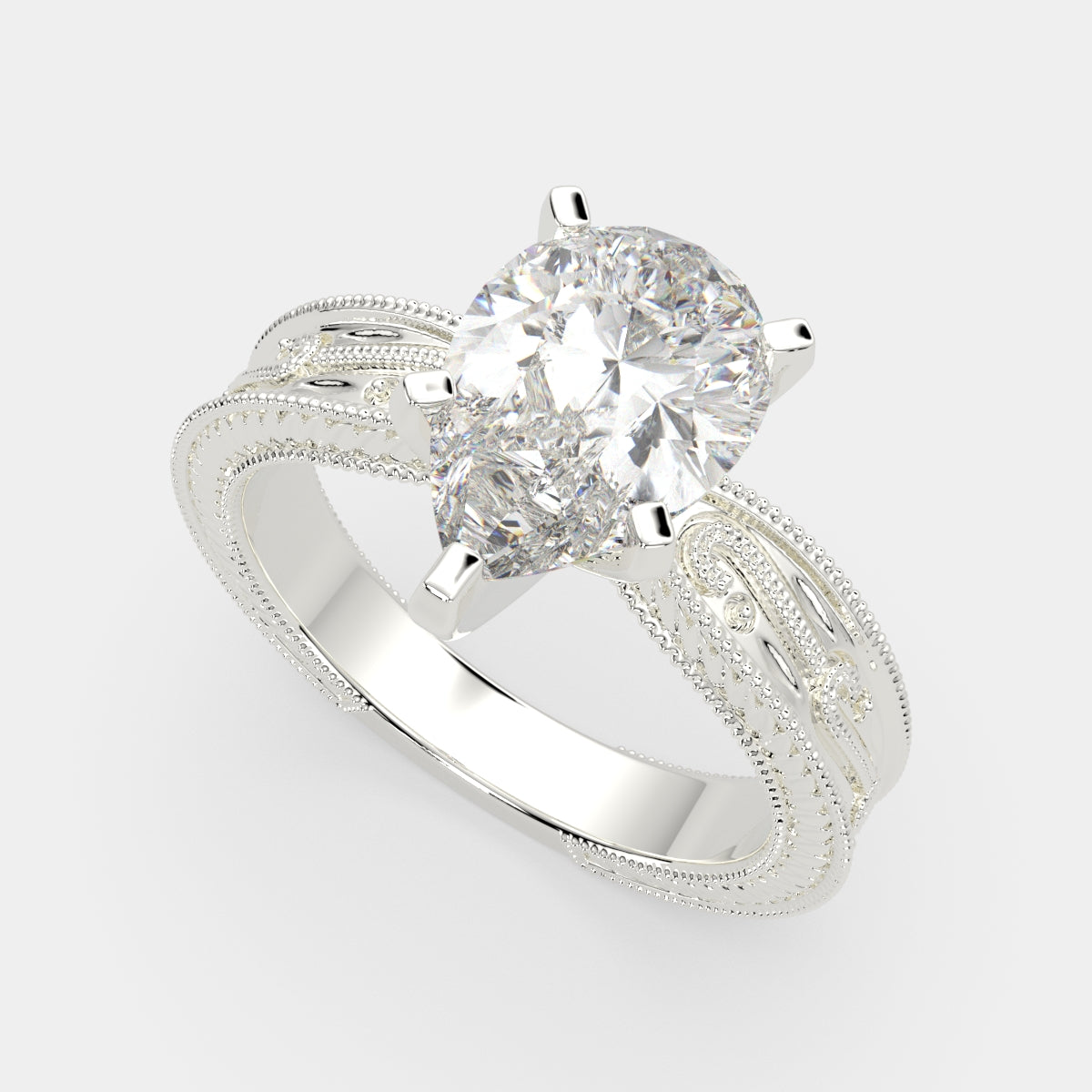 1 Carat VS1 D Lab Grown Diamond Solitaire Pear Ring