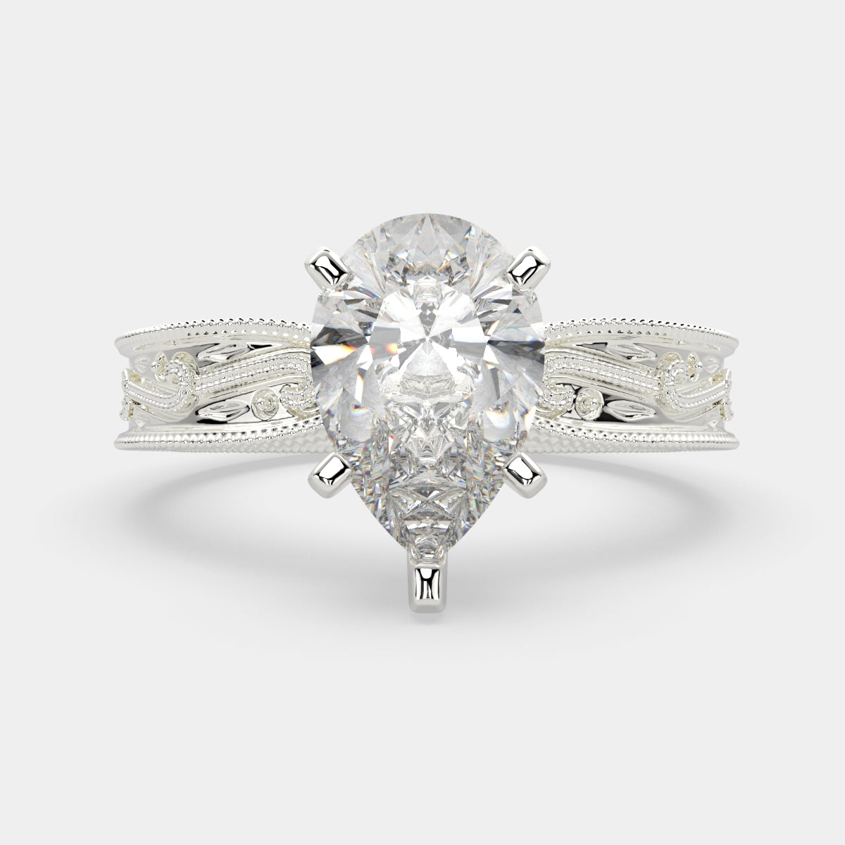 1 Carat VS1 D Lab Grown Diamond Solitaire Pear Ring