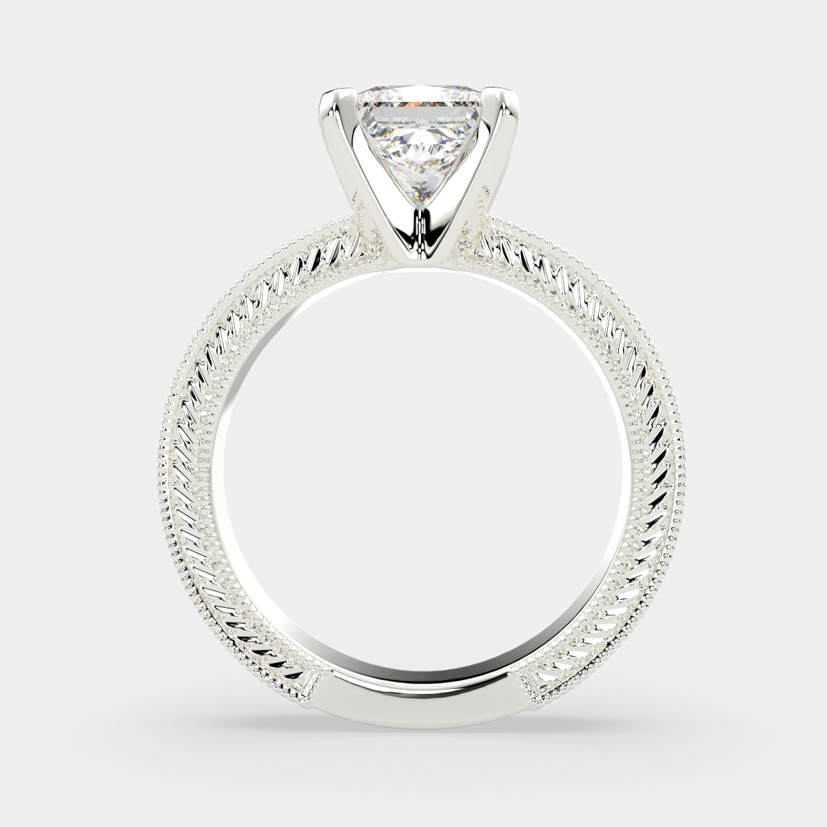 4 Carat VS1 D Lab Grown Diamond Solitaire Princess Ring
